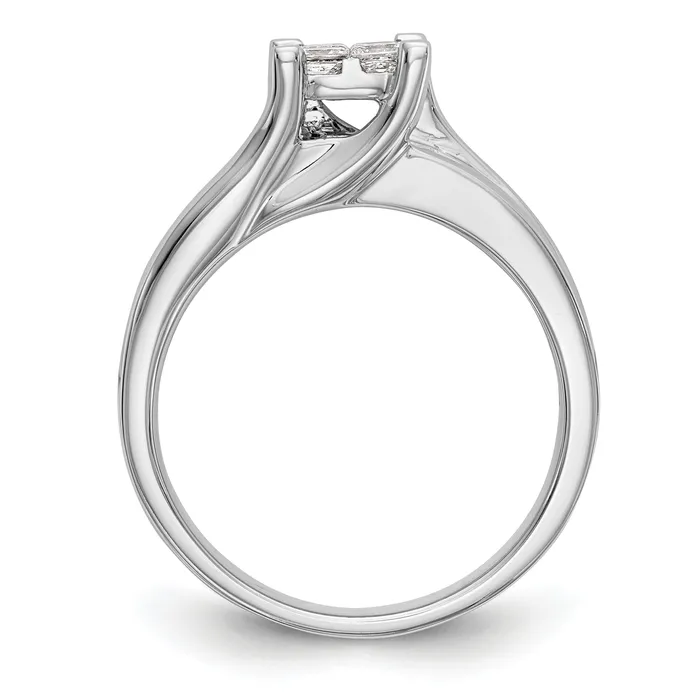 Rings Goldia 100ct CZ Solid Real 14K White Gold Complete Cluster Engagement Ring