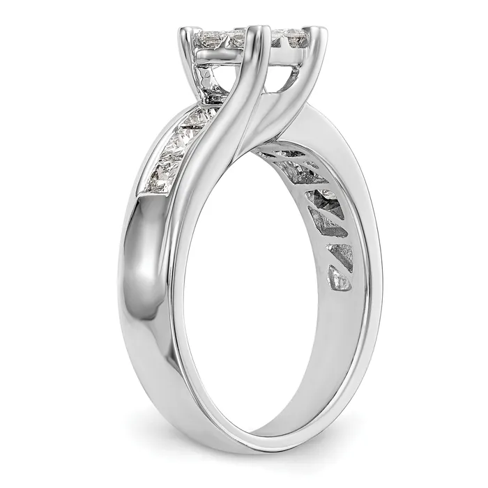 Rings Goldia 100ct CZ Solid Real 14K White Gold Complete Cluster Engagement Ring