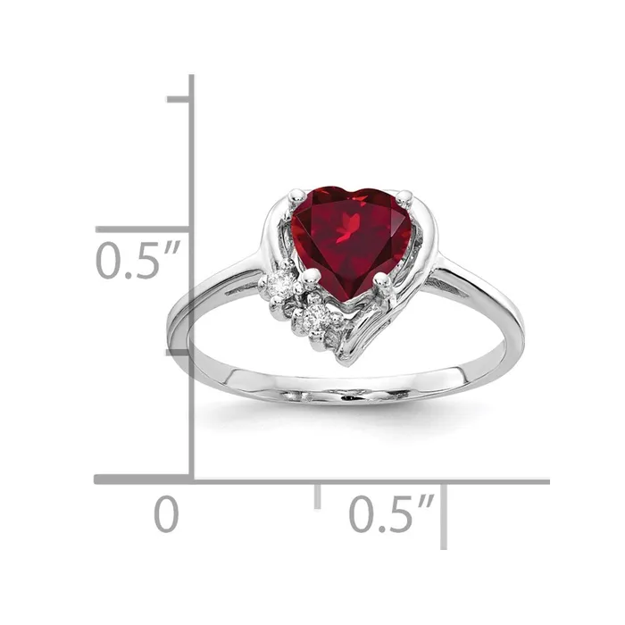 Rings Goldia 14k White Gold 6mm Heart Created Ruby AAA Diamond ring