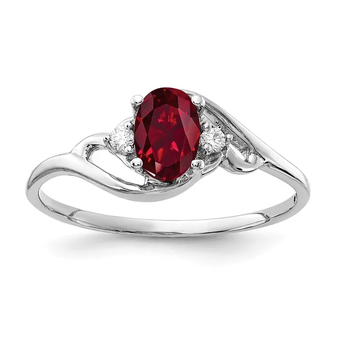 Rings Goldia 14k White Gold 6x4mm Oval Created Ruby AAA Diamond ring