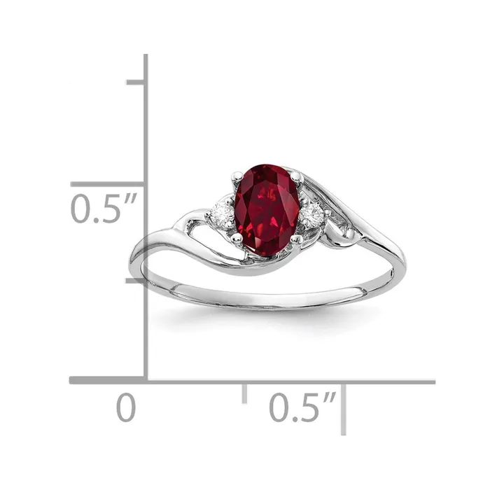 Rings Goldia 14k White Gold 6x4mm Oval Created Ruby AAA Diamond ring