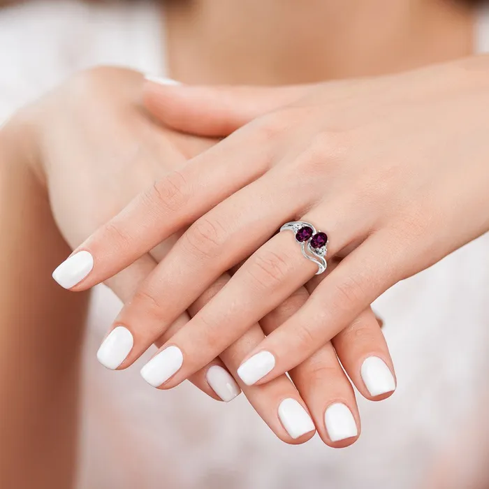 Rings Goldia 14k White Gold 6x4mm Oval Rhodolite Garnet A Diamond ring
