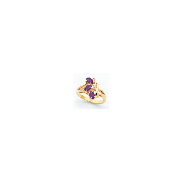 Rings Goldia 14k Yellow Gold 5x3mm Oval Amethyst AA Diamond ring