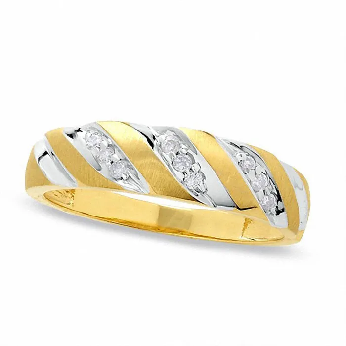 Rings Goldia Ladies 010 CT TW Natural Diamond Wedding Band in Solid 10K TwoTone Gold