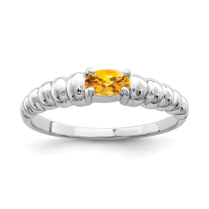 Rings Goldia Solid 14k White Gold 5x3mm Oval Simulated Citrine Ring