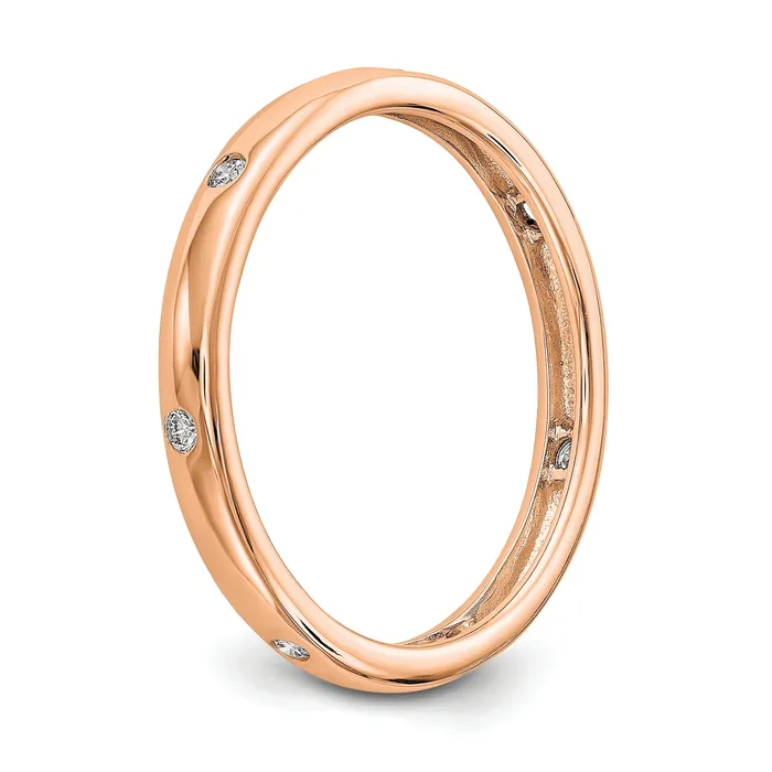 Rings Goldia Solid Real 14k Rose Gold 110CT Polished Bezel Set CZ Eternity Wedding Band Ring