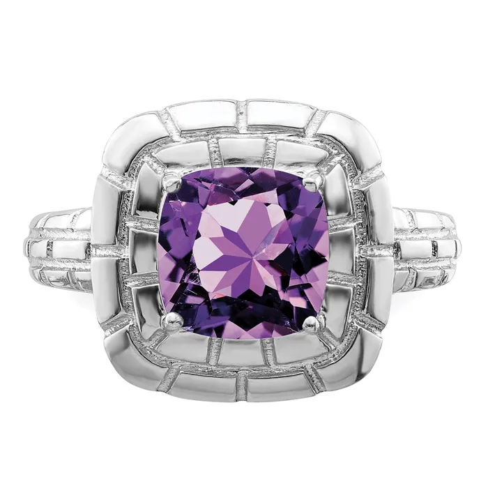 Rings Goldia Sterling Silver Rhodiumplated CheckerCut Amethyst Ring