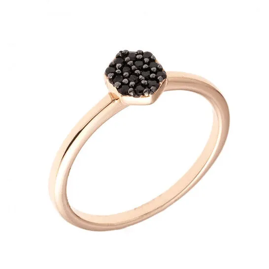 Rings JMS always Original Sole du Soleil Daffodil Collection Womens 18k RG Plated Black Stackable Fashion Ring