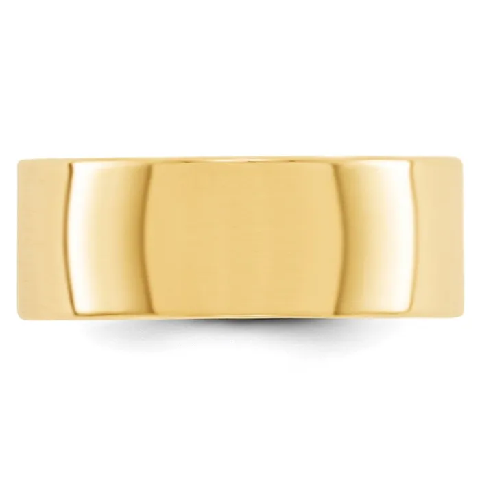 Rings Solid 14K Yellow Gold 8mm Light Weight Flat MensWomens Wedding Band Ring Size 11 Goldia