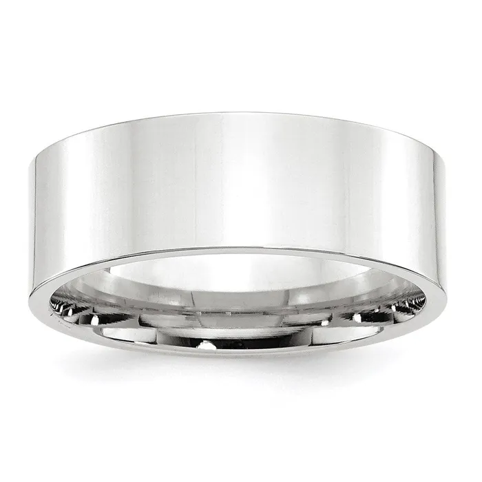 Solid 14K White Gold 8mm Standard Flat Comfort Fit MensWomens Wedding Band Ring Size 135 Goldia Rings