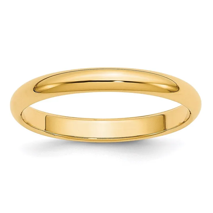 Solid 14K Yellow Gold 3mm HalfRound Wedding MensWomens Wedding Band Ring Size 105 Goldia Rings