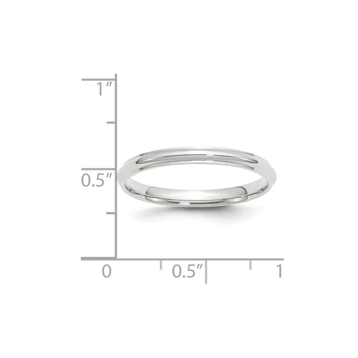 Solid 18K White Gold 25mm Half Round with Edge MensWomens Wedding Band Ring Size 135 Goldia Rings