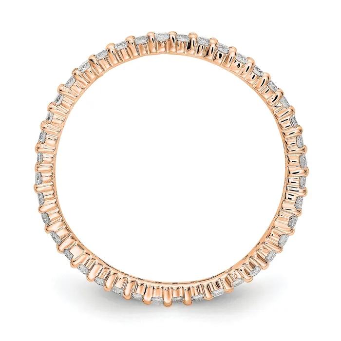 Solid Real 14k Rose Gold Polished Shared Prong 12ct CZ Eternity Wedding Band Ring Goldia Rings