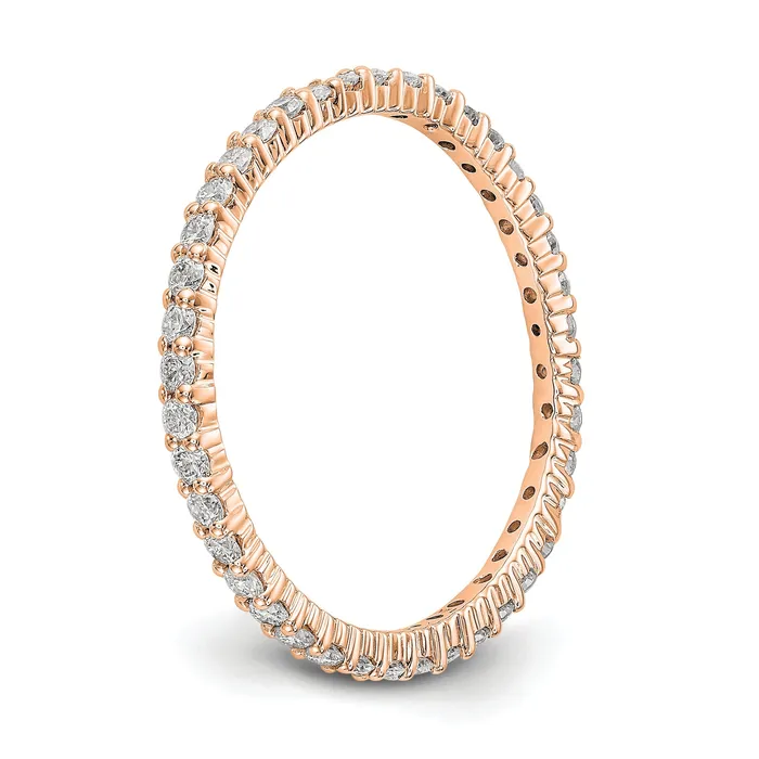 Solid Real 14k Rose Gold Polished Shared Prong 12ct CZ Eternity Wedding Band Ring Goldia Rings