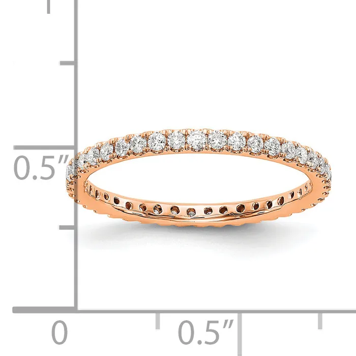 Solid Real 14k Rose Gold Polished UPRG 12ct CZ Eternity Wedding Band Ring Goldia Rings