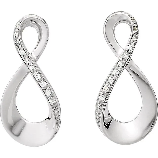 14K White Gold 08 CTW Diamond InfinityInspired Earrings TreasureFineJewelers Earrings
