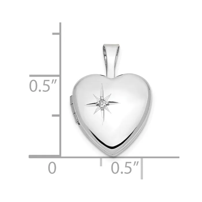 14k White Gold 12mm 01ct Diamond Heart Locket TreasureFineJewelers Rings