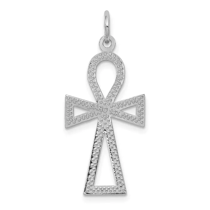 14k White Gold Ankh Cross Pendant TreasureFineJewelers Necklaces