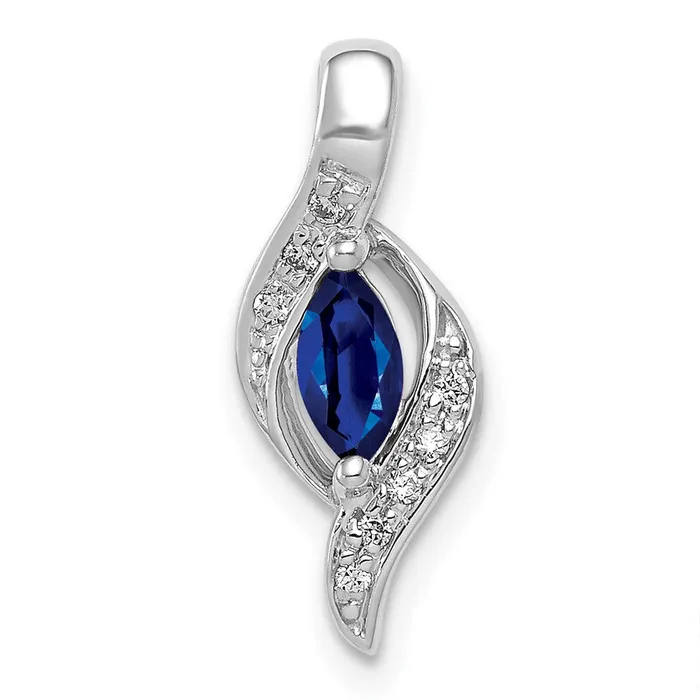 14k White Gold Diamond and Marquise 29 Sapphire Pendant TreasureFineJewelers Necklaces