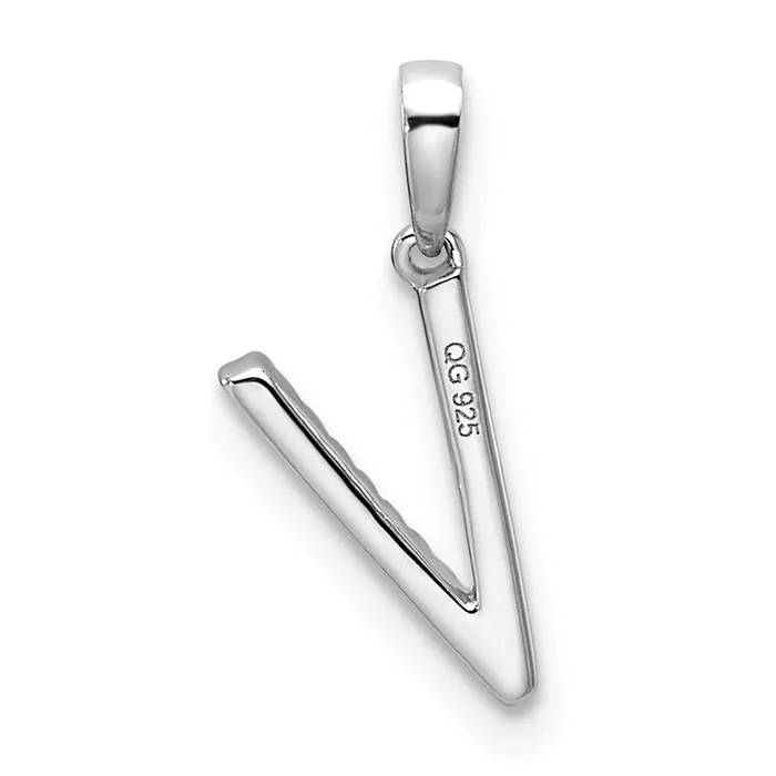 14K White Gold Diamond Letter V Initial Pendant TreasureFineJewelers Necklaces
