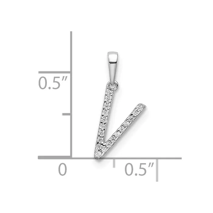 14K White Gold Diamond Letter V Initial Pendant TreasureFineJewelers Necklaces
