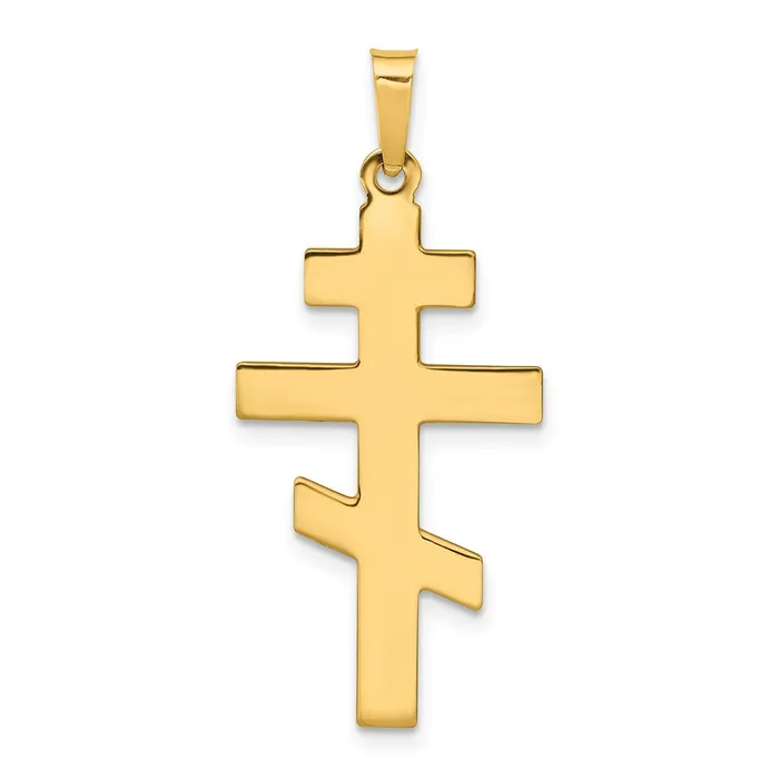 14k Yellow Gold Eastern Orthodox Cross Charm TreasureFineJewelers Charm Necklaces