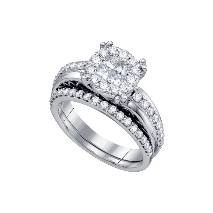 14kt white gold womens princess round diamond soleil bridal wedding engagement ring band set 100 cttw67272 North Arrow Shop Rings