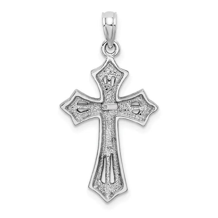 Charm Necklaces TreasureFineJewelers 10K White Gold Beaded Cross Charm