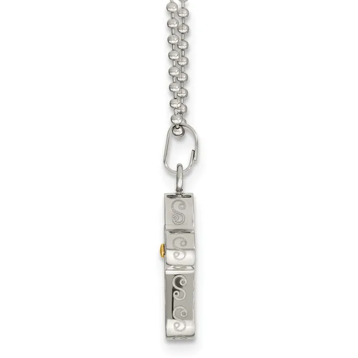Chisel Stainless Steel Polished Black and Yellow IPplated Cross Pendant on a 22 inch Ball Chain Necklace TreasureFineJewelers Necklaces