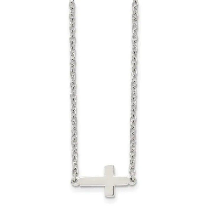Chisel Stainless Steel Polished Sideways Cross on a 18 inch Cable Chain Necklace TreasureFineJewelers Necklaces Chisel Stainless Steel Polished Sideways Cross on a 18 inch Cable Chain Necklace TreasureFineJewelers Necklaces