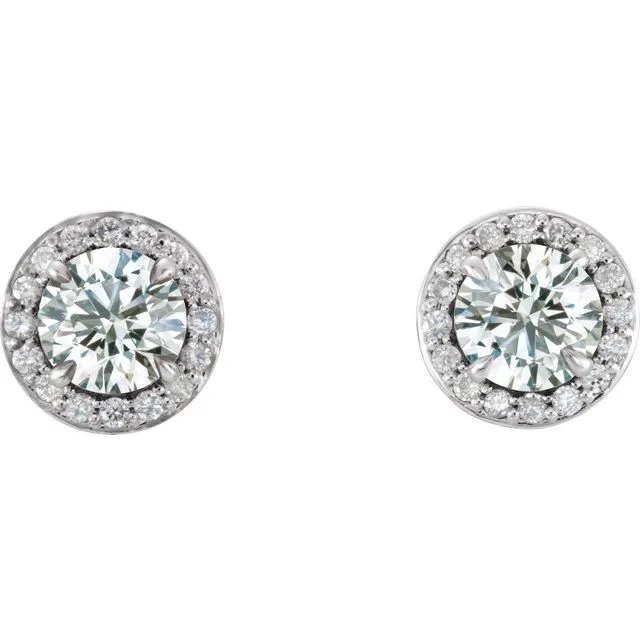 Earrings TreasureFineJewelers 14K White Gold 58 CTW Natural Diamond HaloStyle Earrings