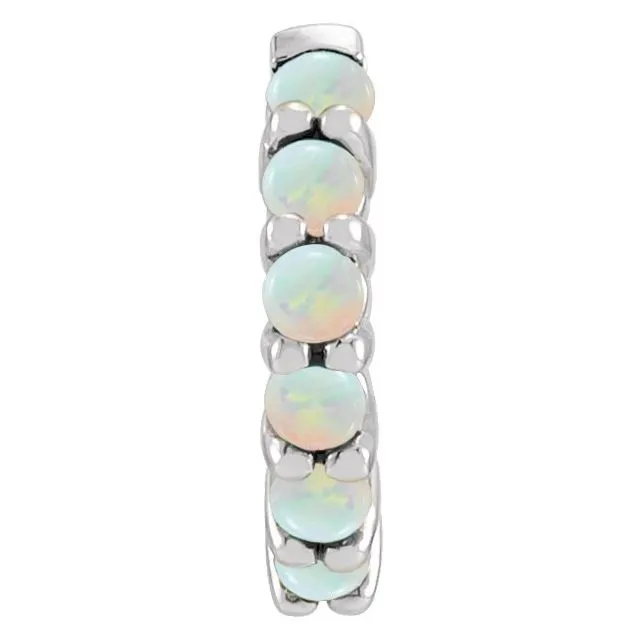 Earrings TreasureFineJewelers Sterling Silver 122 mm Natural White Opal Huggie Hoop Earring