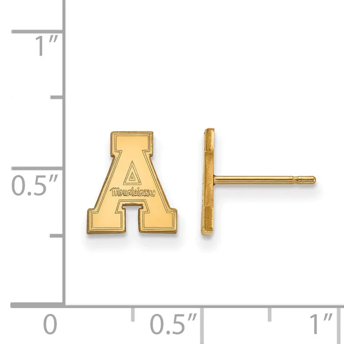 Earrings TreasureFineJewelers Sterling Silver Goldplated Appalachian State University Extra Small Post Earrings
