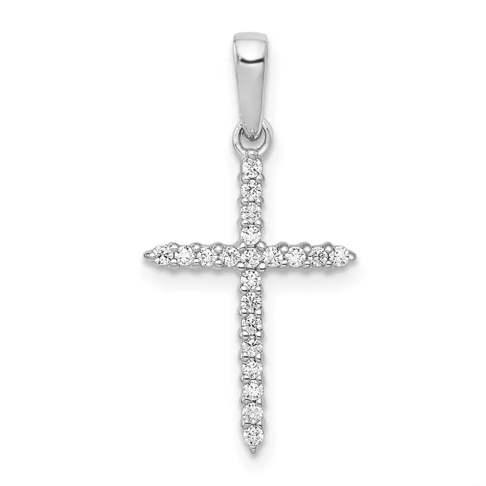 Necklaces 14k White Gold 16ct Diamond Cross Pendant TreasureFineJewelers