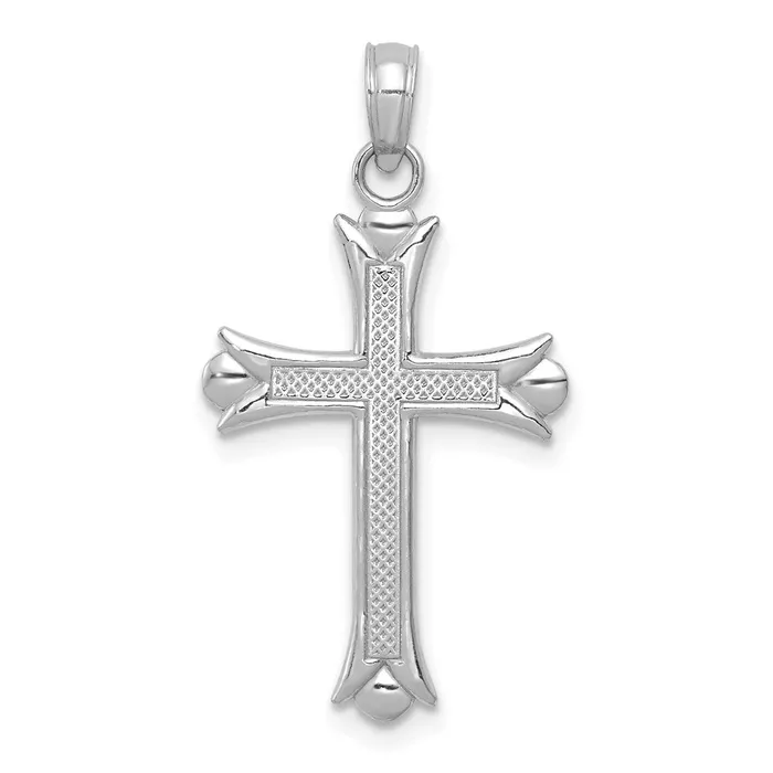 Necklaces TreasureFineJewelers 10K White Gold Fleur De Lis Cross Pendant