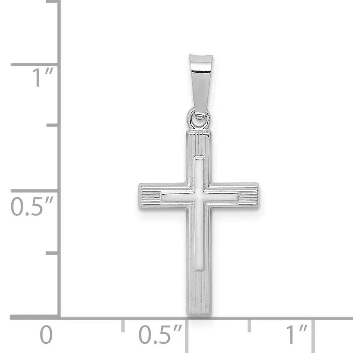 Necklaces TreasureFineJewelers 14K White Gold Polished Latin Cross Pendant