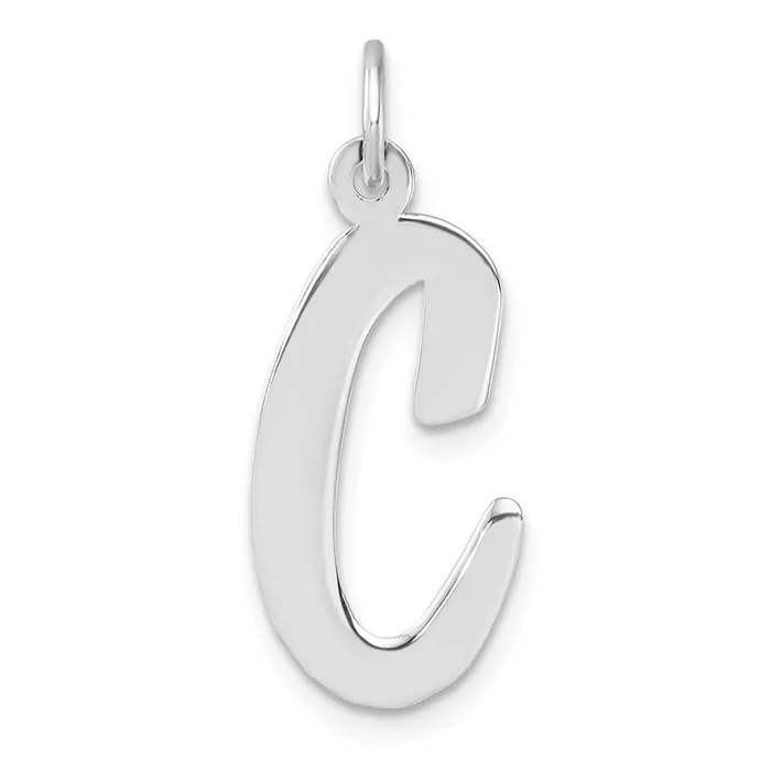 Necklaces TreasureFineJewelers Large Sterling Silver Rhodiumplated Script Letter C Initial Charm Necklaces TreasureFineJewelers Large Sterling Silver Rhodiumplated Script Letter C Initial Charm