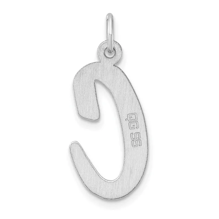 Necklaces TreasureFineJewelers Large Sterling Silver Rhodiumplated Script Letter C Initial Charm
