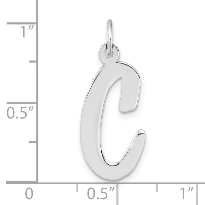 Necklaces TreasureFineJewelers Large Sterling Silver Rhodiumplated Script Letter C Initial Charm