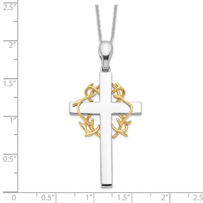Necklaces TreasureFineJewelers Sentimental Expressions Sterling Silver Goldplated No Greater Love Cross 18in Necklace
