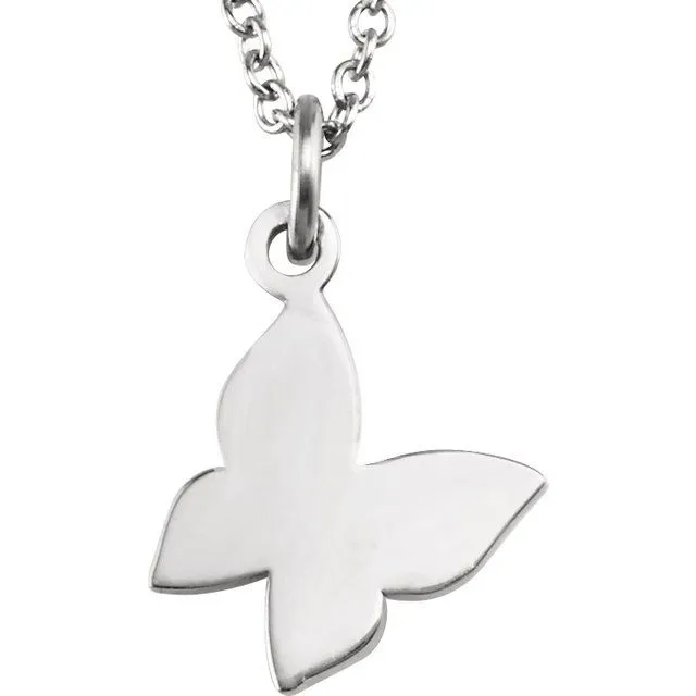 Necklaces TreasureFineJewelers Sterling Silver Butterfly 1618 Necklace