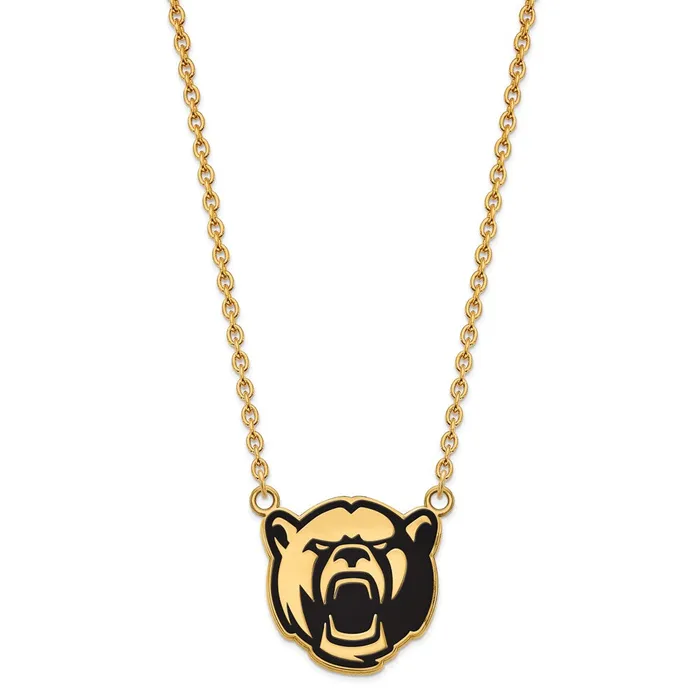 Necklaces TreasureFineJewelers Sterling Silver Goldplated Baylor University Large Enameled Pendant 18 inch Necklace
