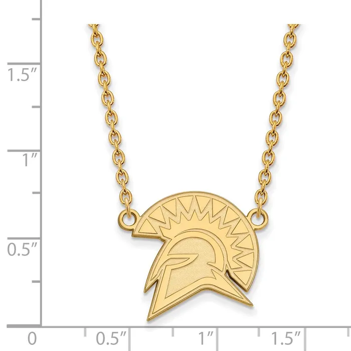 Necklaces TreasureFineJewelers Sterling Silver Goldplated San Jose State University Spartan Large Pendant 18 inch Necklace