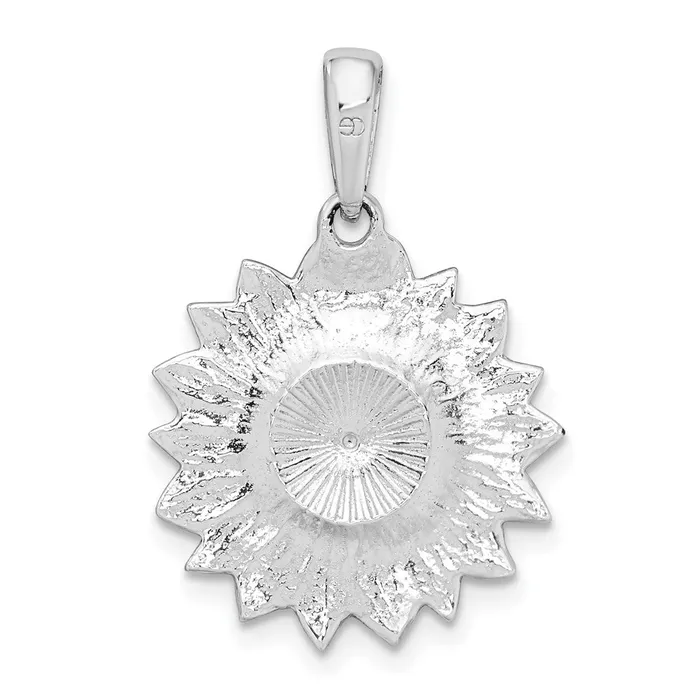 Necklaces TreasureFineJewelers Sterling Silver Polished Enameled Sunflower Pendant