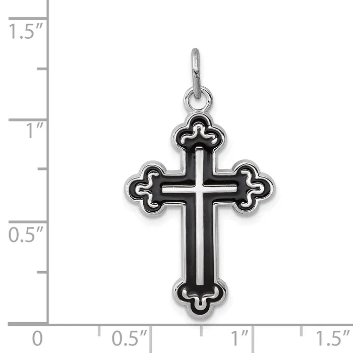 Necklaces TreasureFineJewelers Sterling Silver Rhodiumplated Enameled Cross Pendant