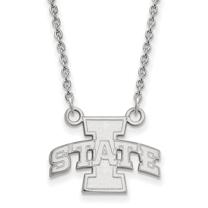 Necklaces TreasureFineJewelers Sterling Silver Rhodiumplated Iowa State University Small Pendant 18 inch Necklace Necklaces TreasureFineJewelers Sterling Silver Rhodiumplated Iowa State University Small Pendant 18 inch Necklace
