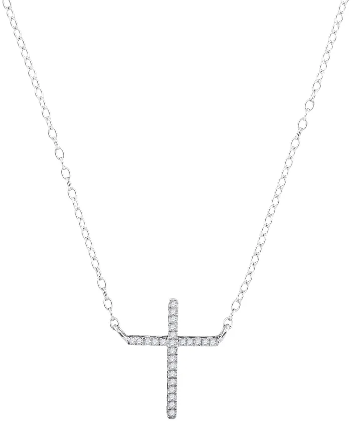 North Arrow Shop Necklaces White Gold and Diamond Cross Necklace for Women 10K Pendant 112 Cttw