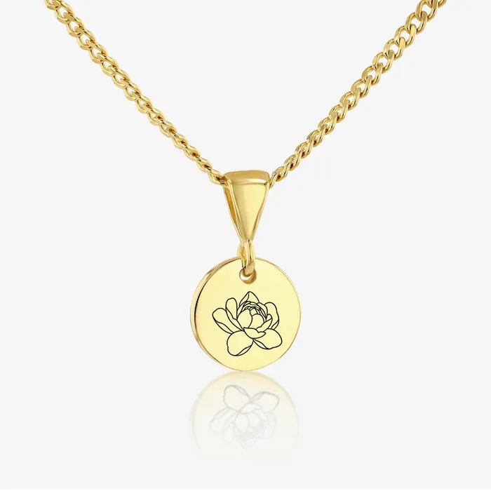 Peony November Birth Flower Pendant Necklace 14K 925 Gold Vermeil Ema Jewels Necklaces