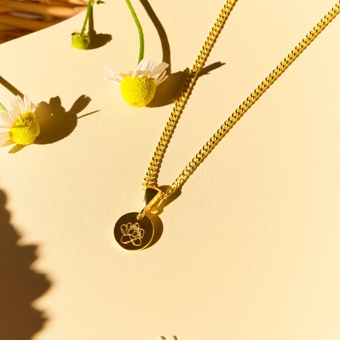 Peony November Birth Flower Pendant Necklace 14K 925 Gold Vermeil Ema Jewels Necklaces