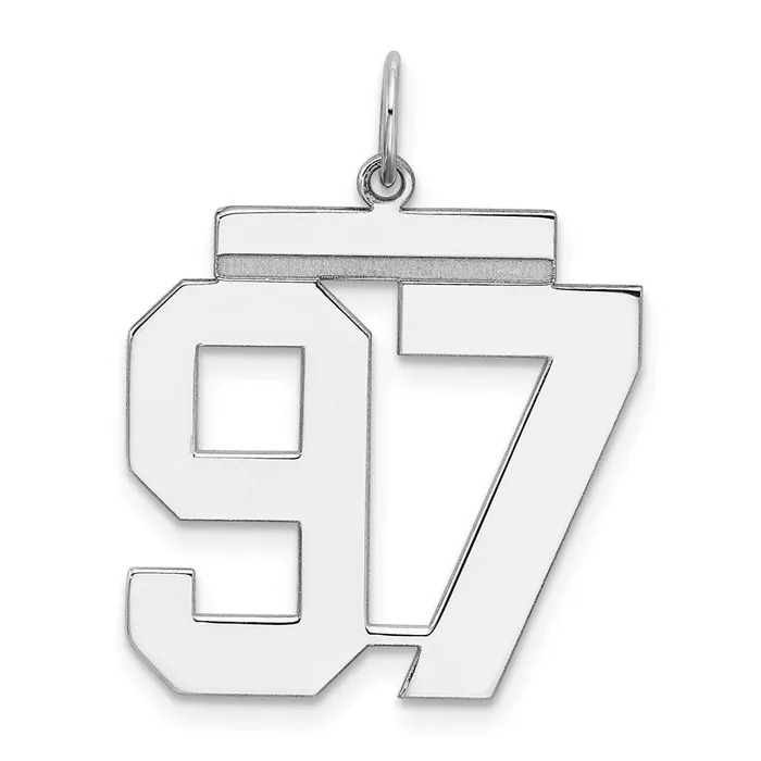 Rings Sterling SilverRhodiumplated Polished Number 97 Charm TreasureFineJewelers